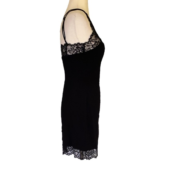 Free People Premonitions Black Fringe Lace Trim Hem Slip Bodycon Dress - S - Picture 8 of 15